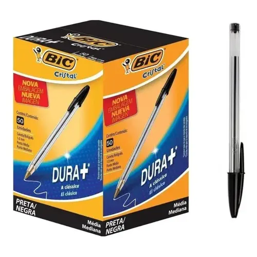 CANETA ESF 1.0 M CRISTAL PR BIC