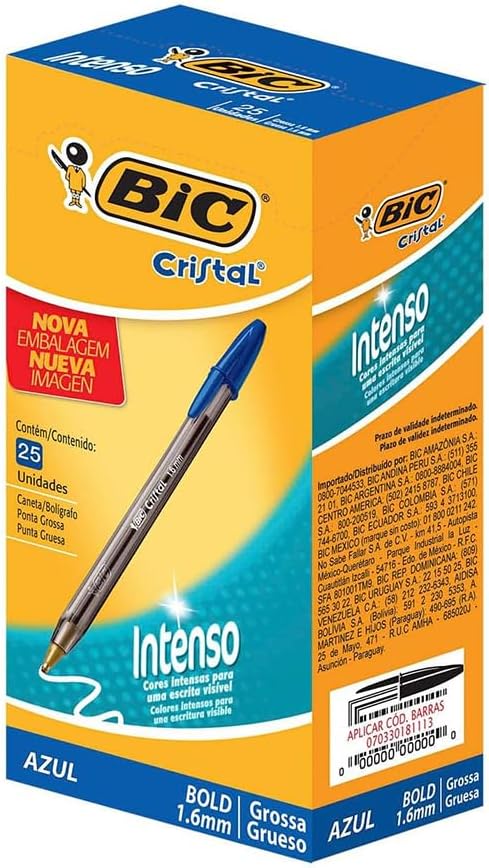CANETA ESF 1.6 C/25 CRISTAL BOLD AZ BIC