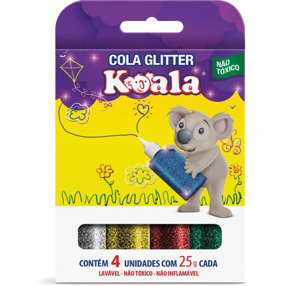COLA GLITTER C/4 CORES KOALA