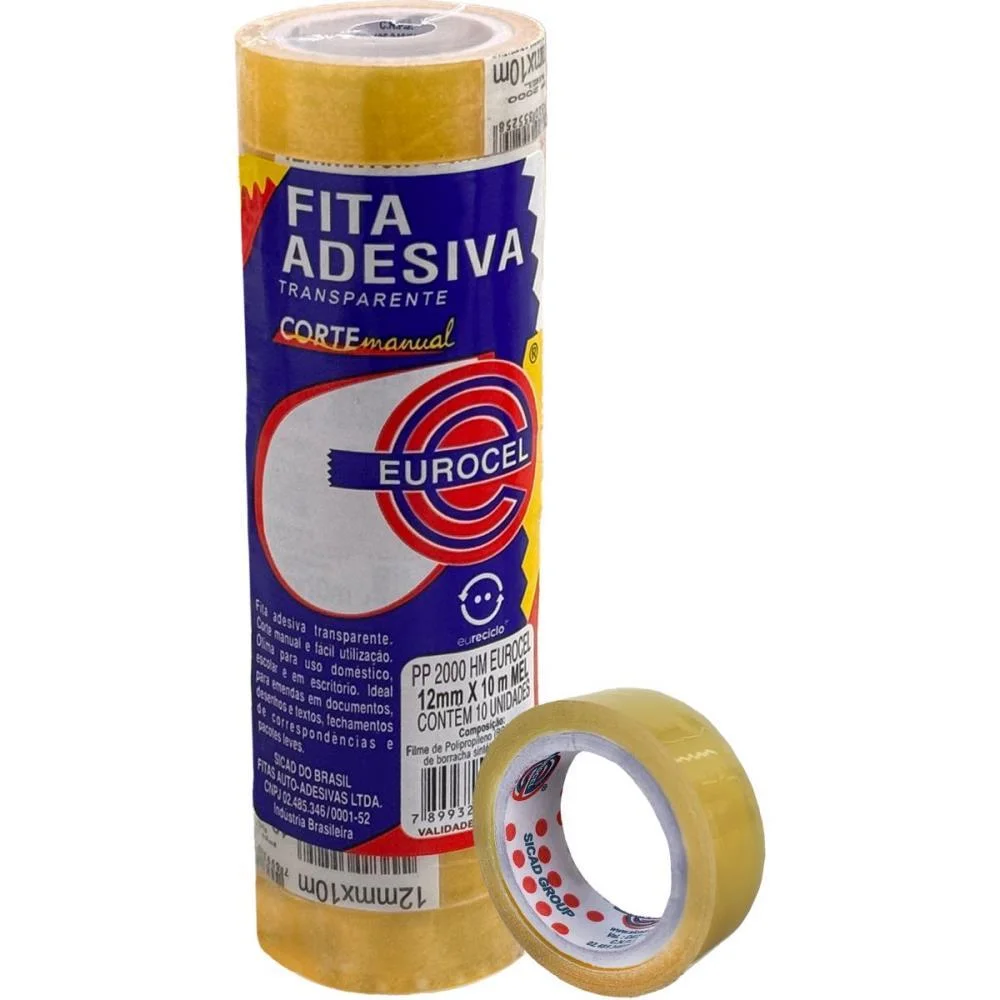 FITA ADESIVA TRANSP C/10 12X10 MEL EUROCEL