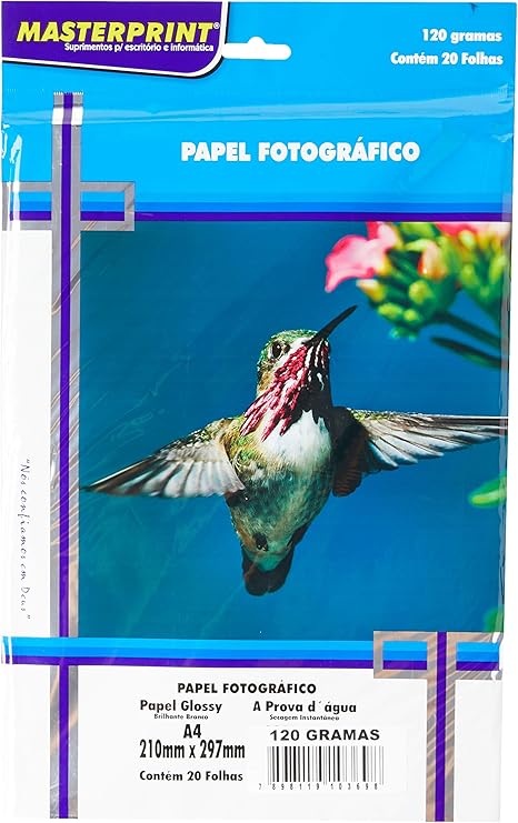 PAPEL A4 GLOSSY INKJET 120G 20F MASTERPRINT