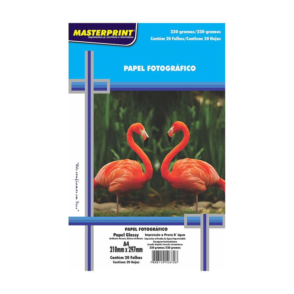 PAPEL A4 GLOSSY INKJET 230G 20F MASTERPRINT