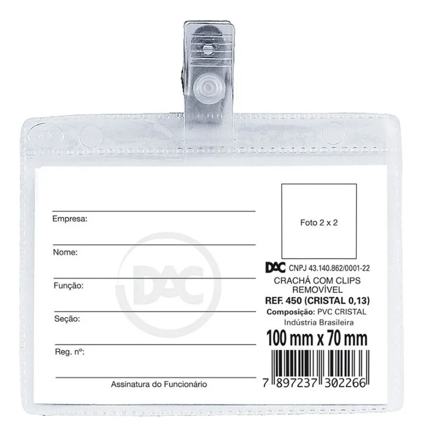CRACHA C/CLIPS REMOV HORIZ C/50 100X70 450 DAC