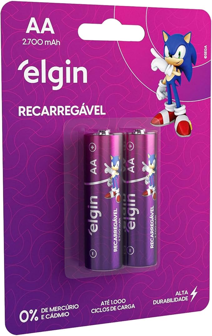 PILHA  AA  RECARREGAVEL 2700MAH 2UN NIMH 1.2V ELGIN