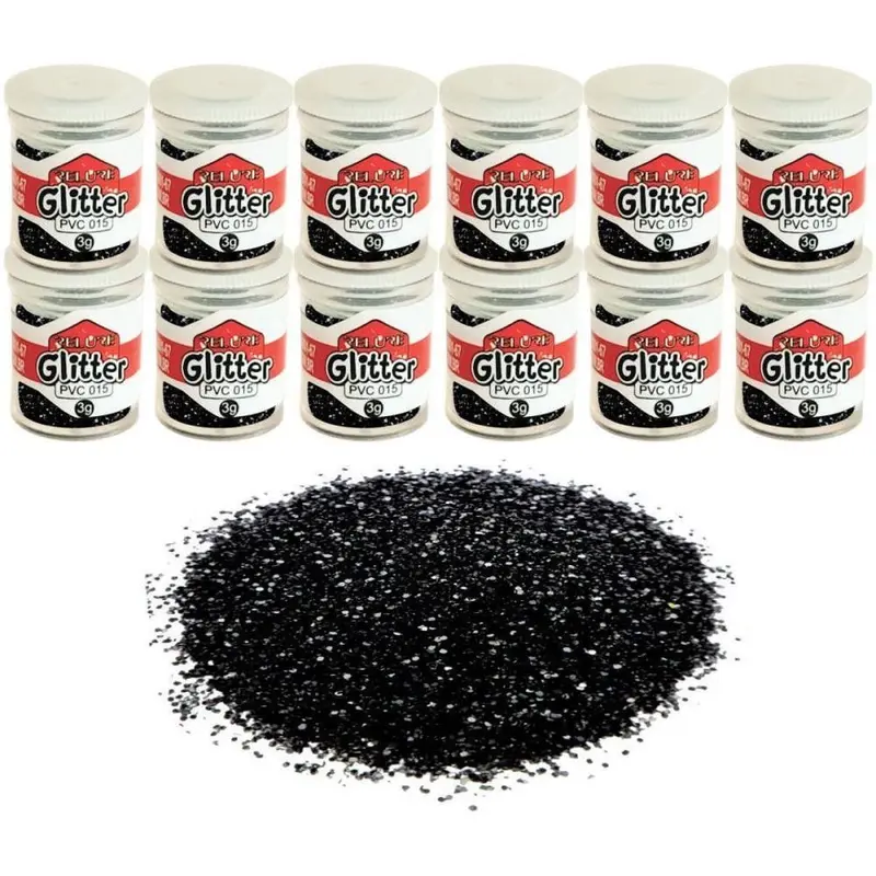GLITTER PVC 015 C/12 PRETO HONEY