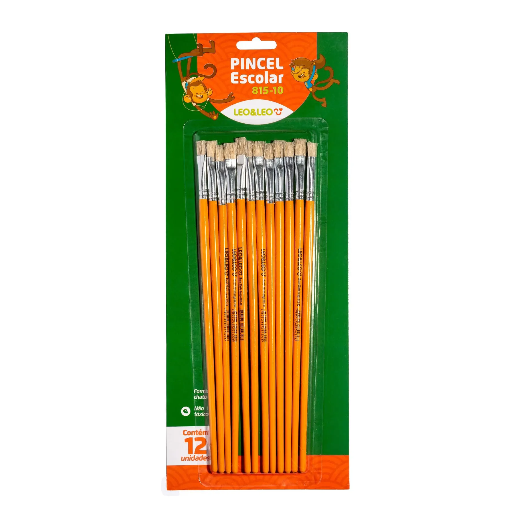 PINCEL ESCOLAR C/12 ACHATADO LONGO 815-10 LEONORA