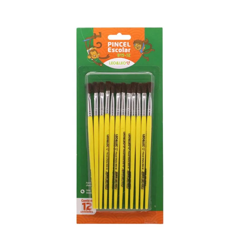 PINCEL ESCOLAR C/12 ACHATADO 815-12 LEONORA