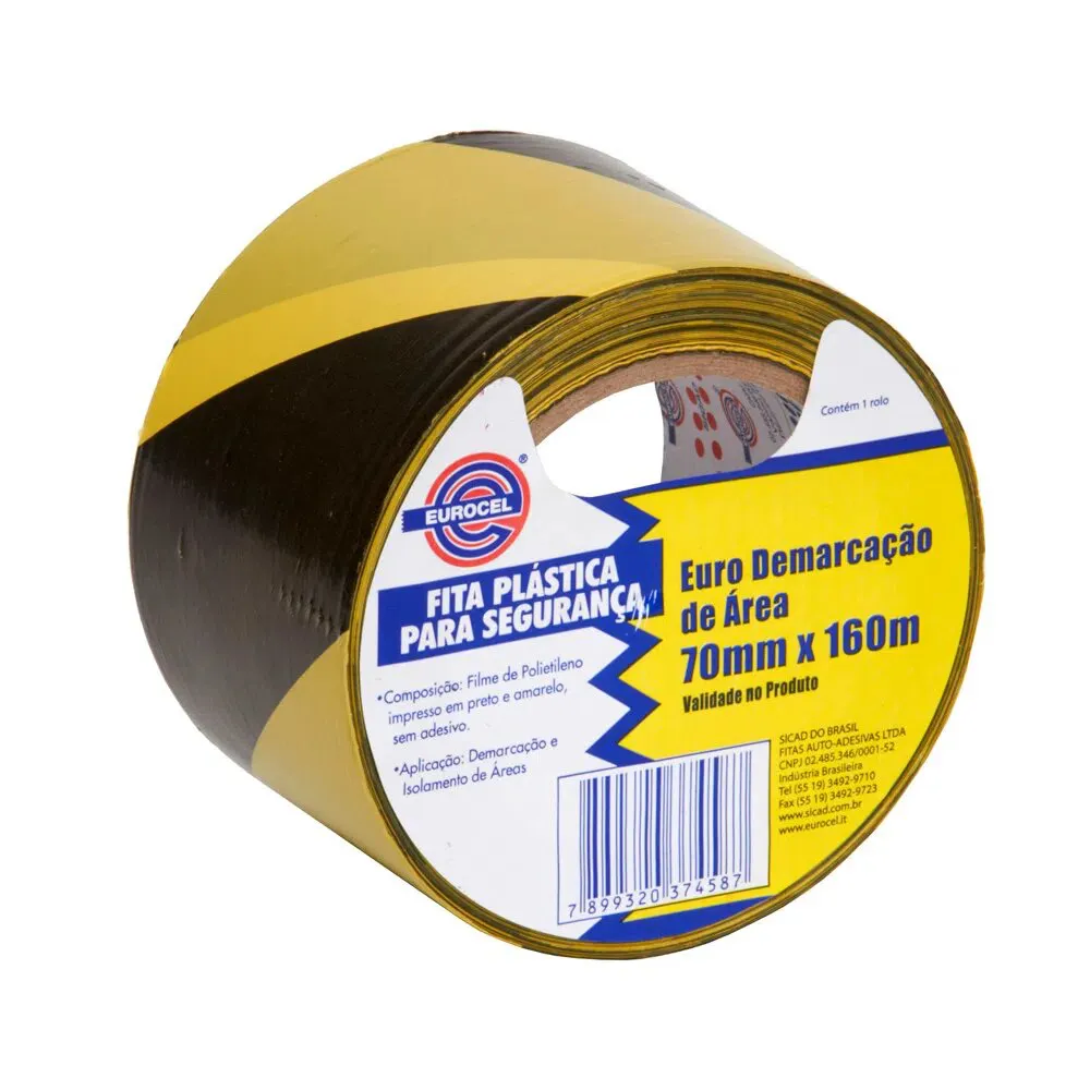 FITA PVC DEMARCACAO AREA 70X160M ZEBRADA  EUROCEL