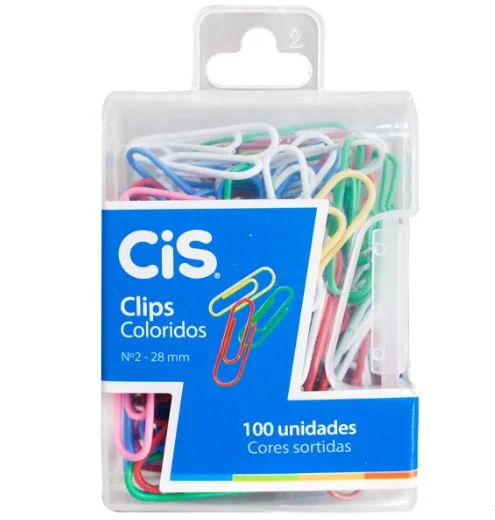 CLIPS PLASTICOS COLORIDOS C/100UN CIS