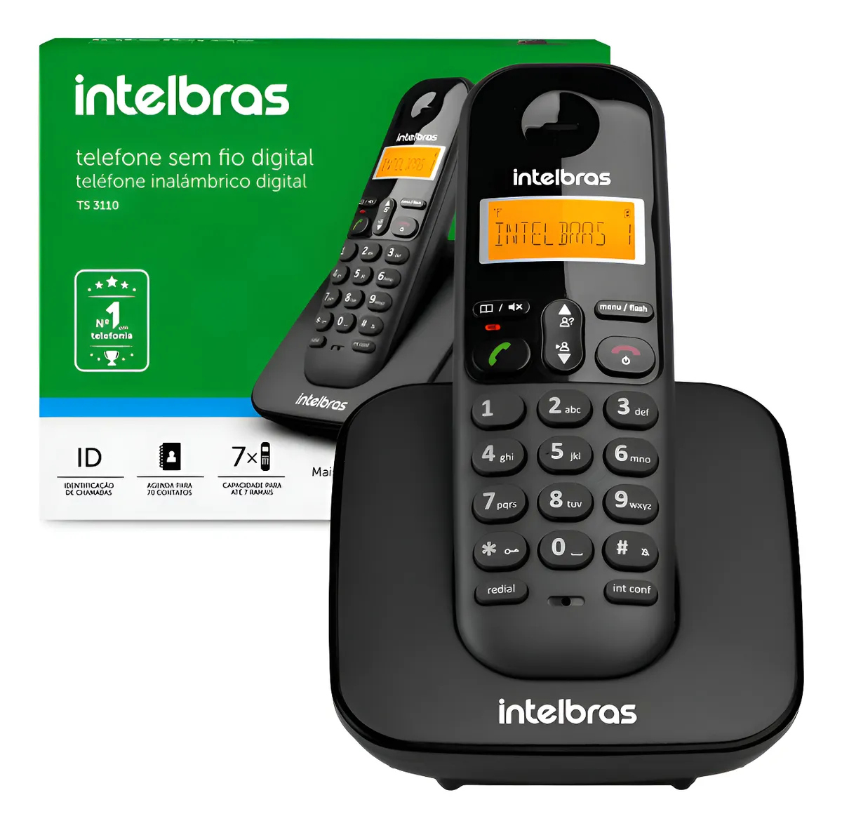 TELEFONE S/FIO C/BINA TS3110 PR INTELBRAS