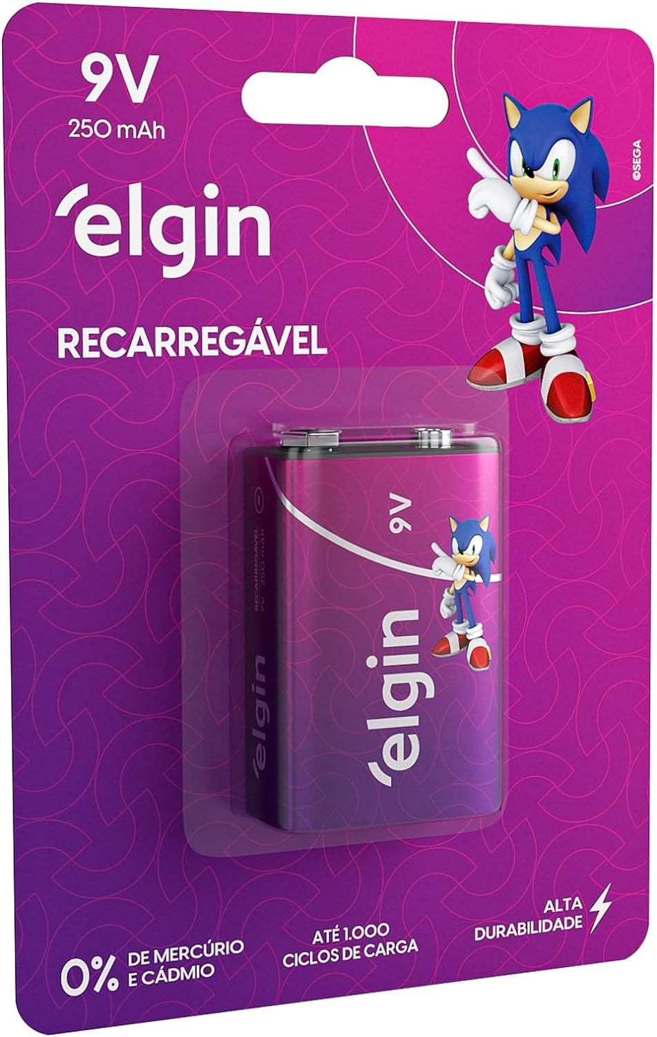 BATERIA 9V RECARREGAVEL 250MAH ELGIN