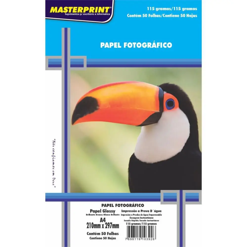 PAPEL A4 GLOSSY INKJET 115G 50F MASTERPRINT