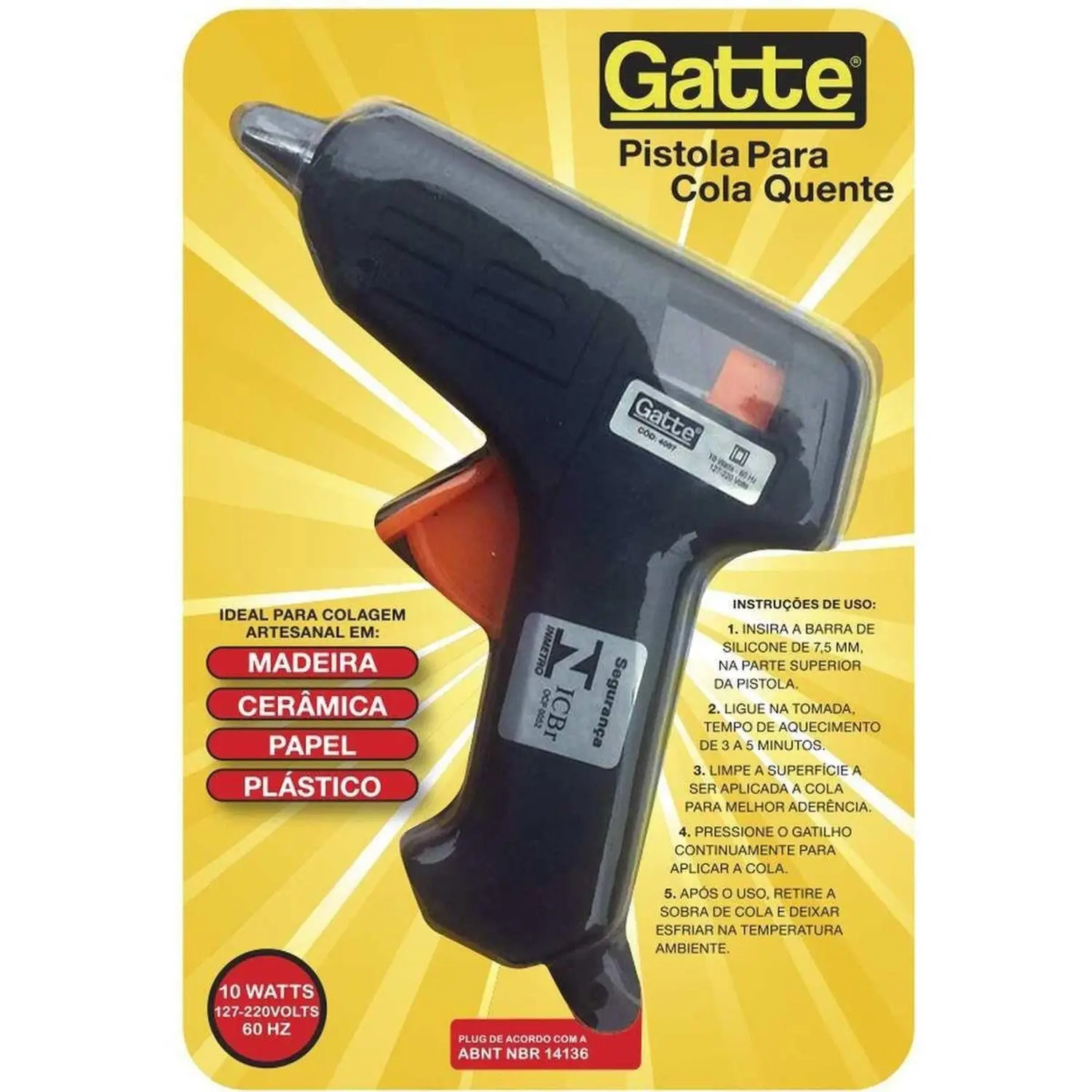 PISTOLA P/COLA SILICONE PEQ FIX 10W 4007 GATTE