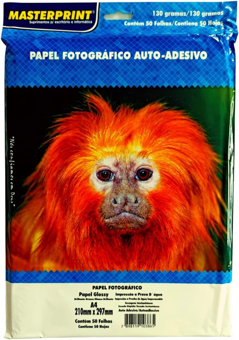 PAPEL A4 GLOSSY INKJET 130G 50F ADESIVO MASTERPRINT