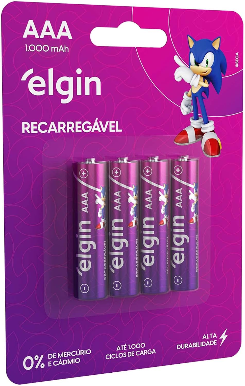 PILHA  AAA  RECARREGAVEL 1000MAH 2UN NIMH 1.2V ELGIN