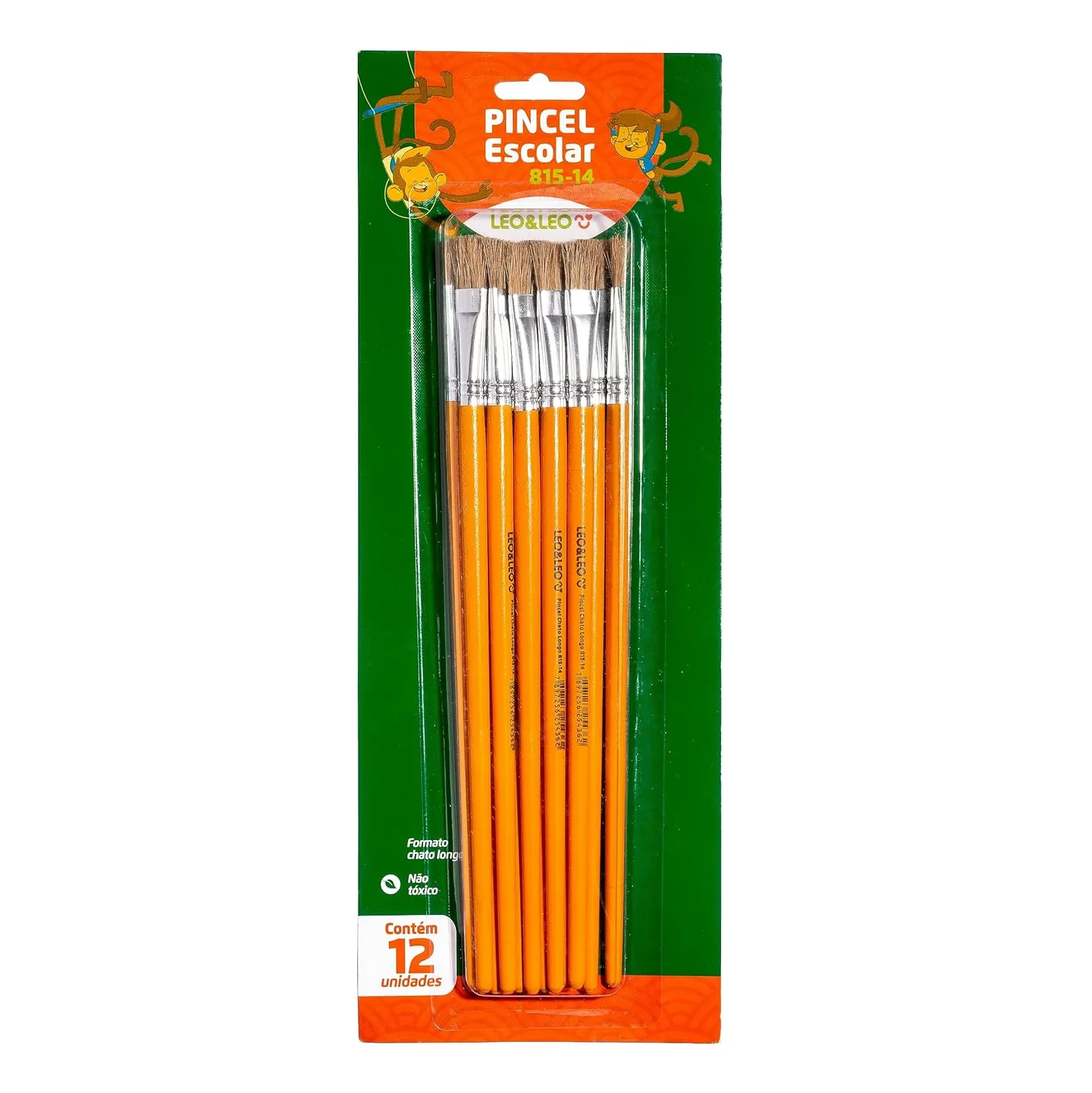 PINCEL ESCOLAR C/12 ACHATADO LONGO 815-14 LEONORA