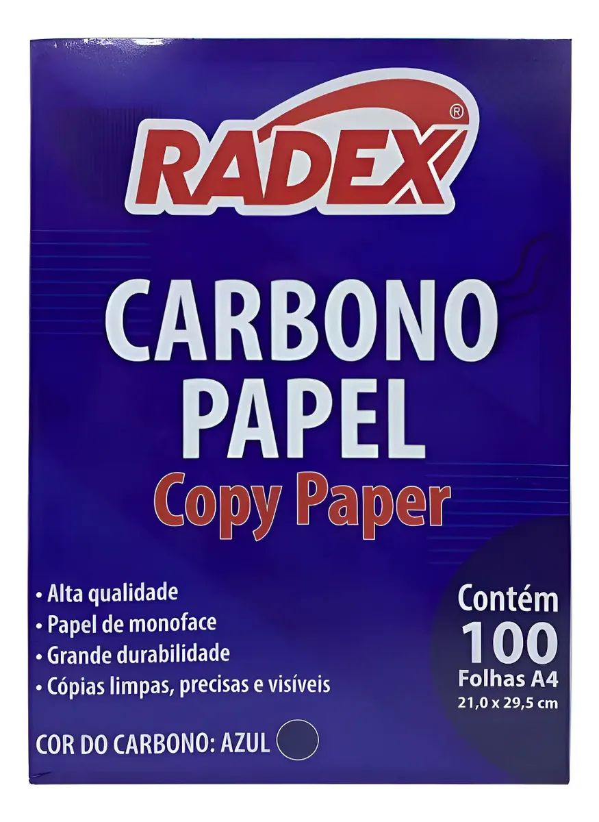 PAPEL CARBONO A4 C/100 COPY PAPER AZ FACE SIMPLES RADEX