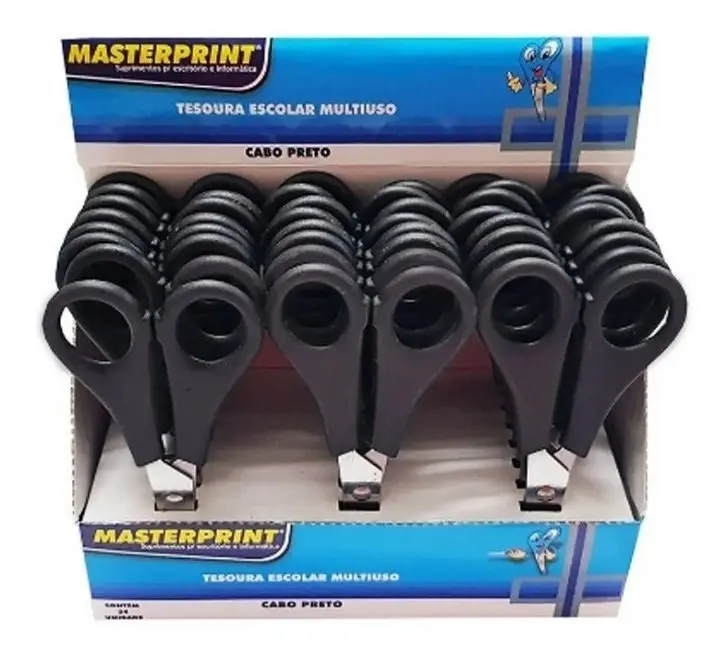 TESOURA ESCOLAR 13CM C/24 MP502 PR MASTERPRINT
