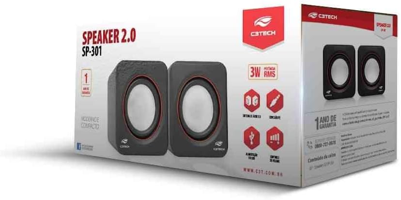 CAIXA DE SOM 3W USB SP-301BK PR/VM C3TECH