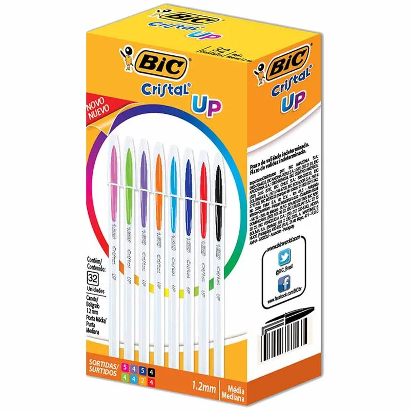 CANETA ESF 1.2 C/32 CRISTAL UP CORES BIC