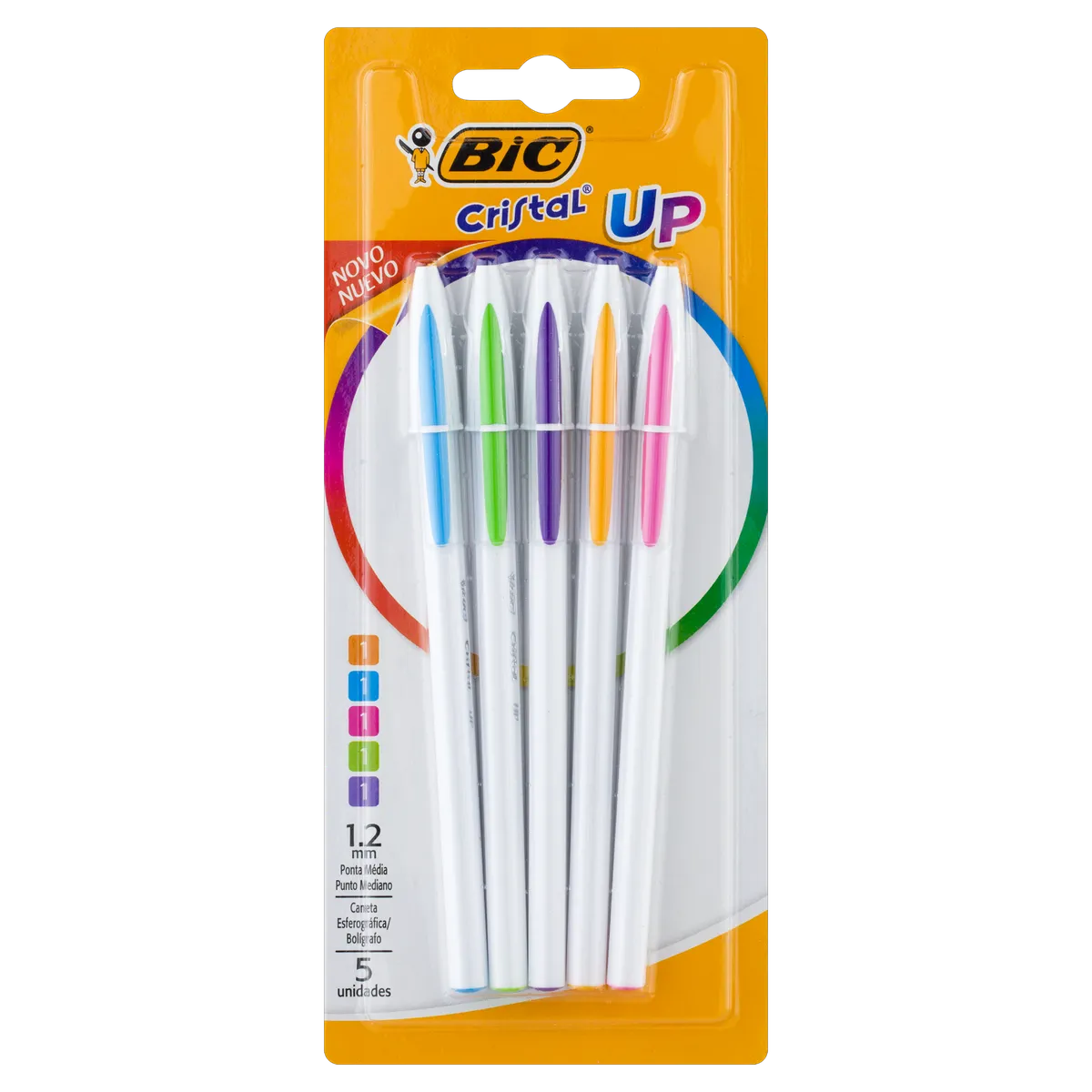 CANETA ESF 1.2 CRISTAL UP SORTIDO C/5UN BIC