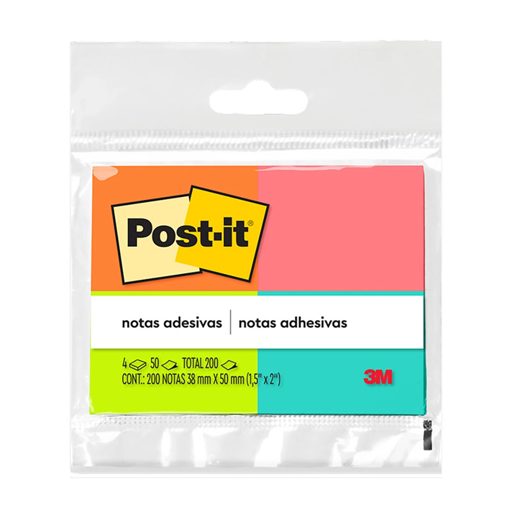 POST-IT BLOCO DE NOTAS 38X50 C/4CORES 3M