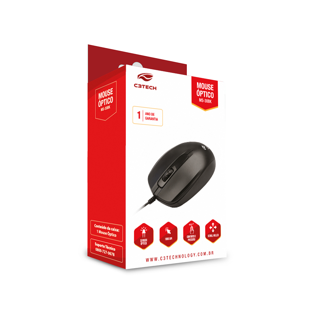 MOUSE USB OP 800DPI MS-30BK PR C3TECH