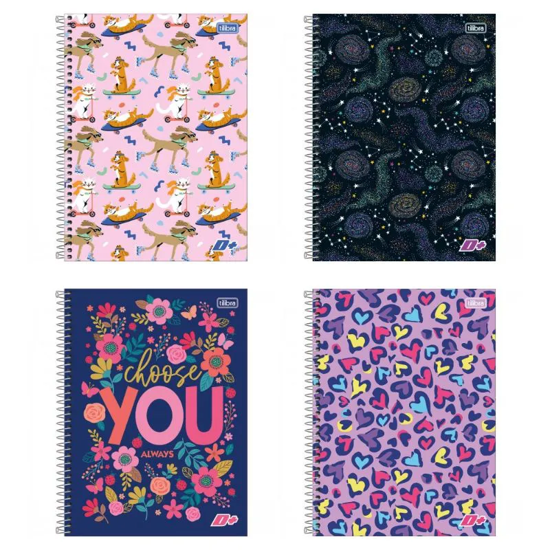 CADERNO UNIV CD 10M 200F C/4 D MAIS FEM TILIBRA