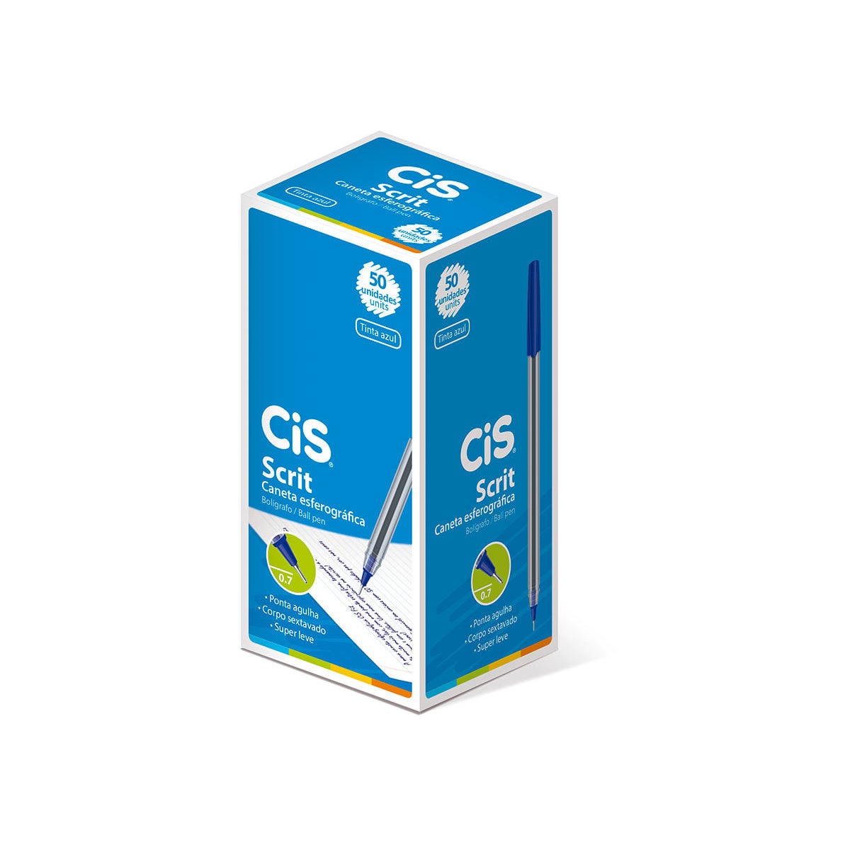 CANETA ESF 0.7MM C/50 AGULHA SCRIT AZ CIS