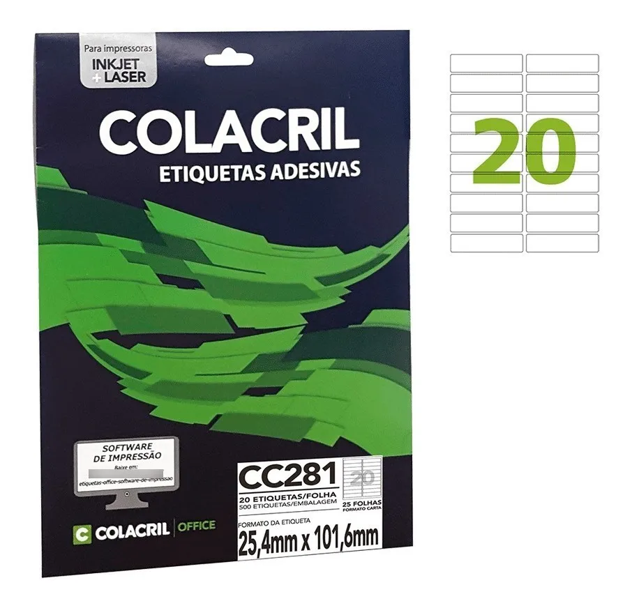 ETIQUETA CARTA N20 25,4X101,6 25F CC281 COLACRIL