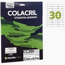 ETIQUETA CARTA N30 25,4X66,7 CC280 COLACRIL