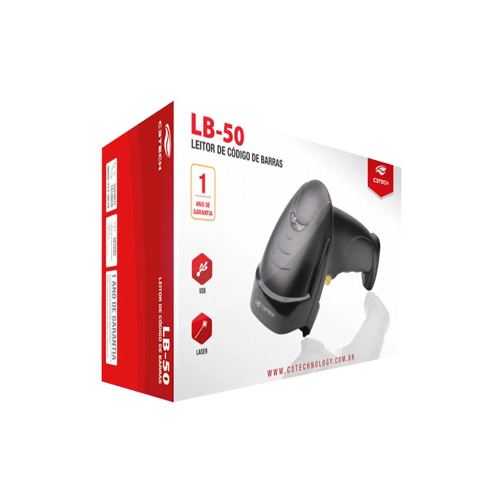 LEITOR COD DE BARRAS C/SUPORTE LB-50BK PR C3TECH