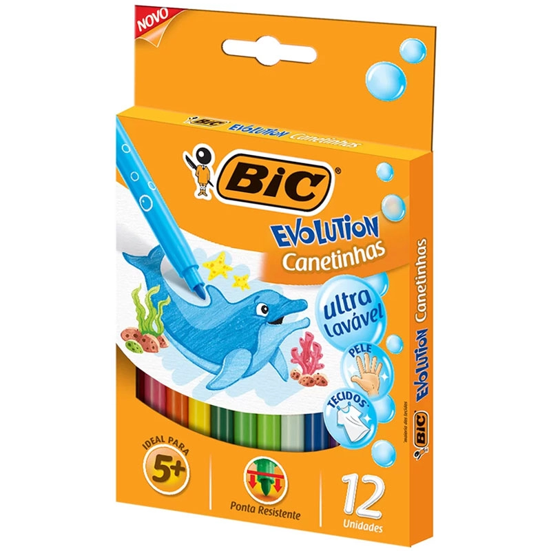 CANETA HIDROG C/12 CORES EVOLUTION BIC