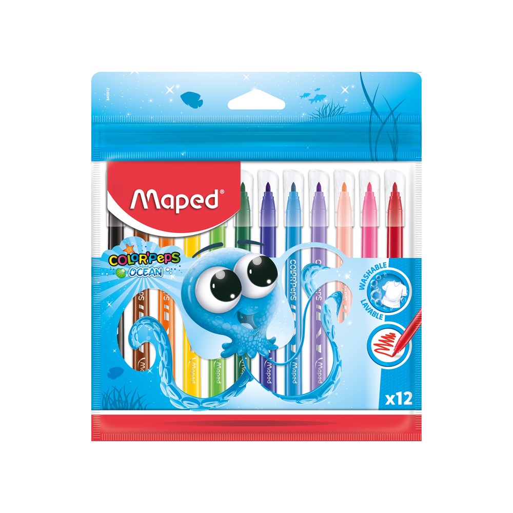 CANETA HIDROCOR COLORPEPS 12 CORES OCEAN POLVO MAPED