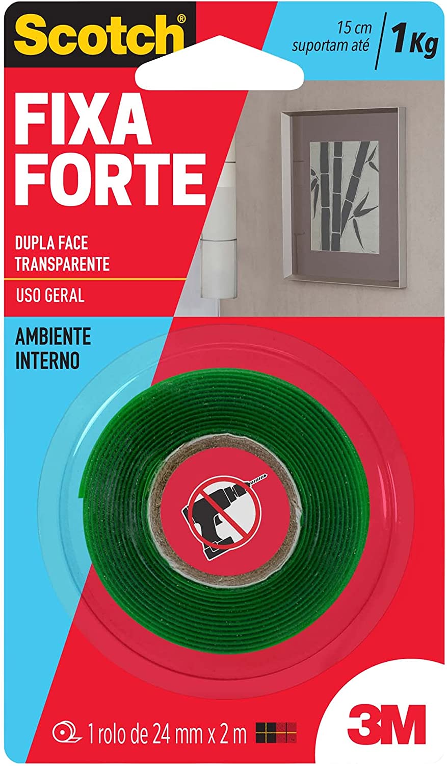 FITA D.FACE FIXA FORTE 24MMX2M ATE 1KG 3M