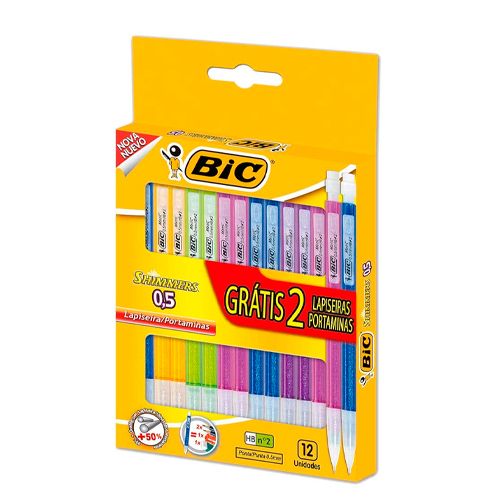 LAPISEIRA 0,5MM Nº2 HB C/12 + 2 SHIMMERS CORES BIC