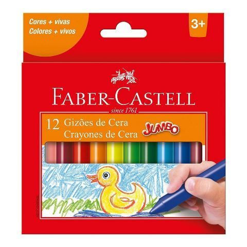 GIZAO DE CERA JUMBO 12 CORES FABER CASTELL
