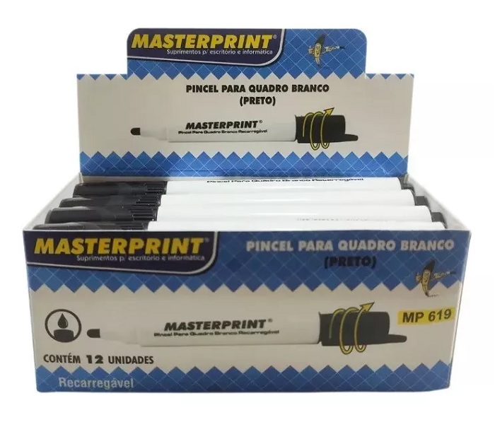 MARCADOR QUADRO BR C/12 MP619 PR MASTERPRINT