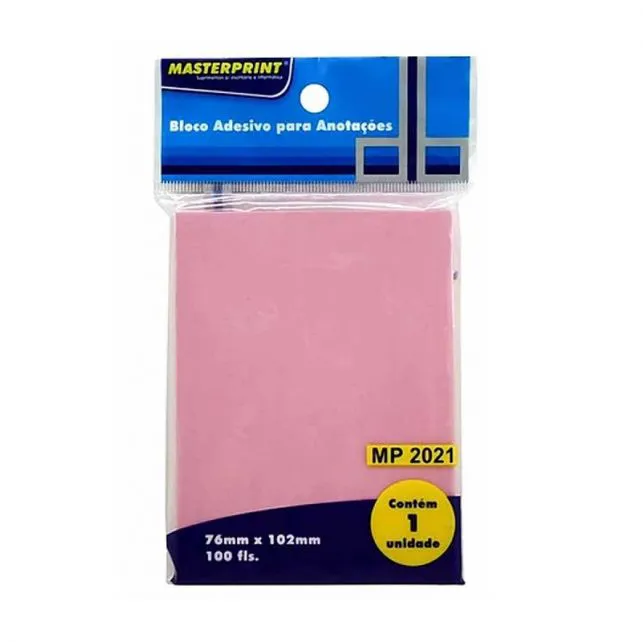 BLOCO ADESIVO P/ RECADO 76X102 100F RS MASTERPRINT