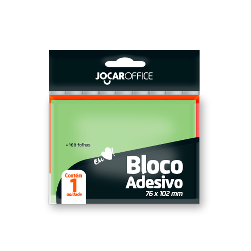 BLOCO ADESIVO P/ RECADO 76X102 100F VD JOCAR