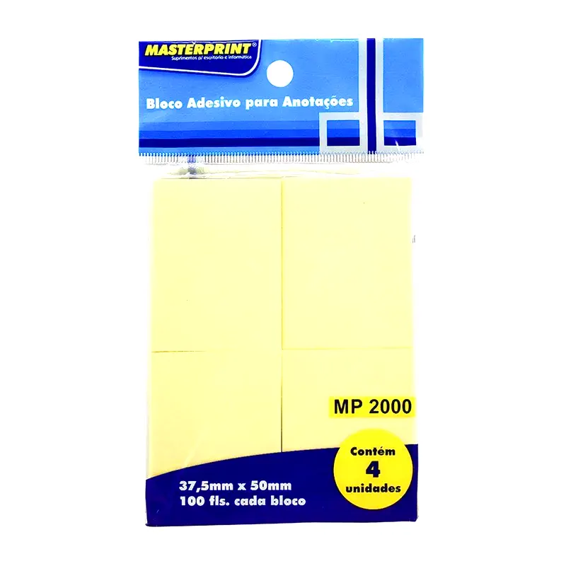 BLOCO ADESIVO P/ RECADO 37,5X50MM C/4 400F AM MASTERPRINT