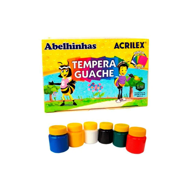 TINTA GUACHE 15ML ABELHINHAS 6 CORES ACRILEX
