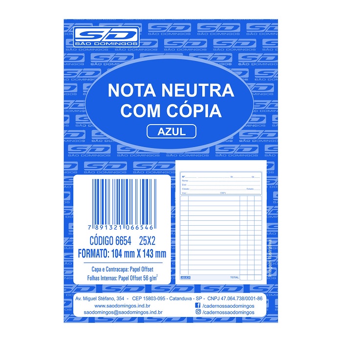 NOTA NEUTRA C/COPIA C/20 104X144 25X2 VIAS 4073 PR/VM