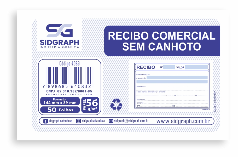RECIBO COMERCIAL S/CANHOTO 50F SIDGRAPH