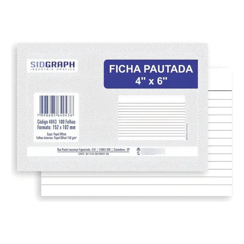 FICHA C/ PAUTA Nº 3 5X8 100FLS SIDGRAPH