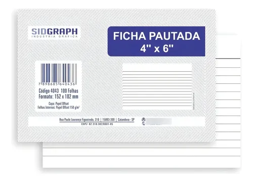 FICHA C/ PAUTA Nº 2 4X6 100FLS SIDGRAPH