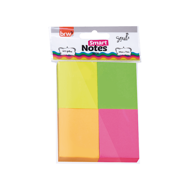 BLOCO DE NOTAS SMART 38X51MM CORES NEON 100F BRW