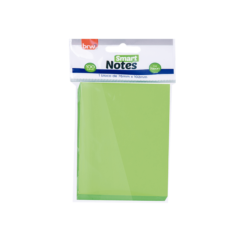 BLOCO DE NOTAS SMART 76X102MM VD NEON 100F BRW