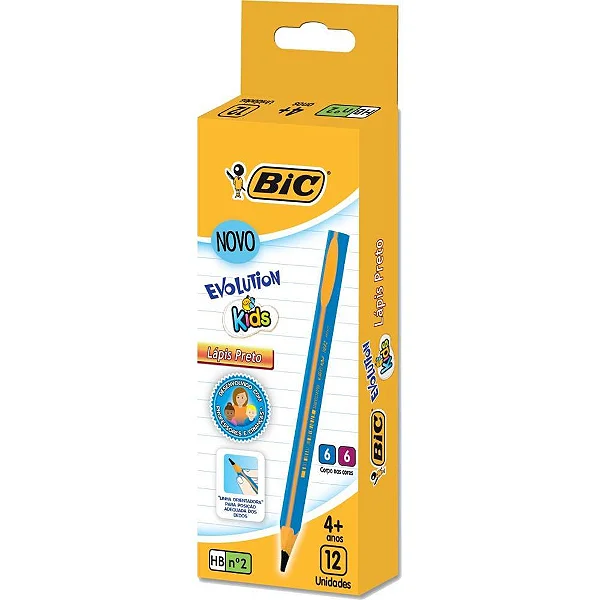 LAPIS PR TRIANGULAR HB C/12 N°2 EVOLUTION KIDS AZ/RS BIC