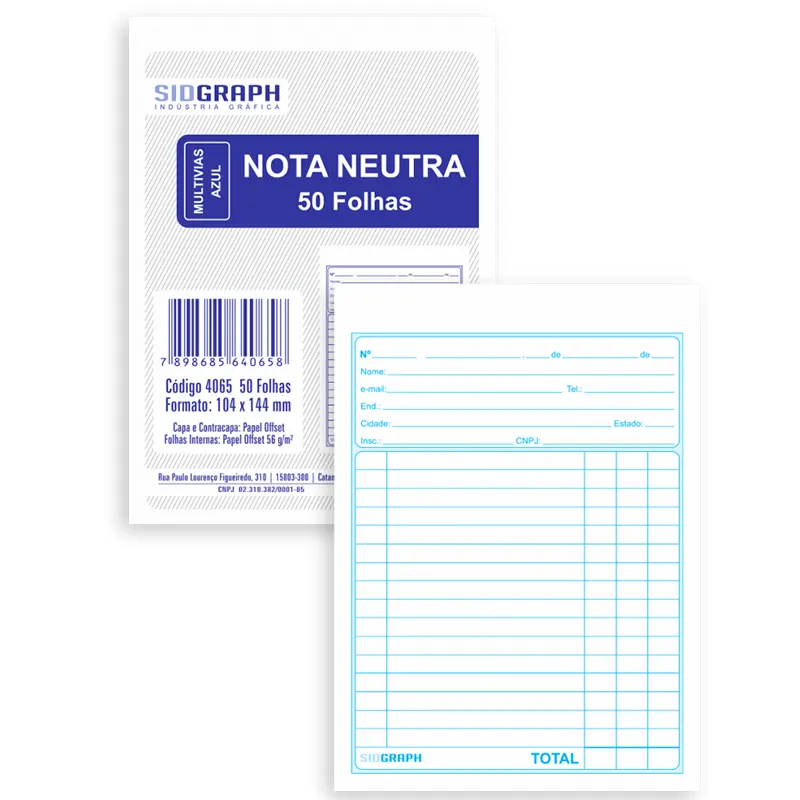 NOTA NEUTRA S/COPIA C/20 MULTIVIAS 144X208 50F SIDGRAPH